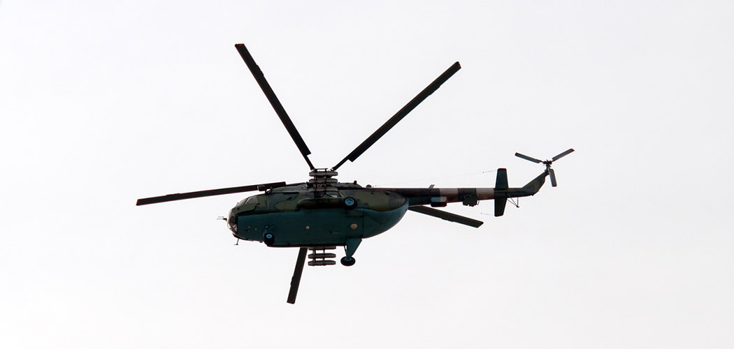 military helicopter on a white background